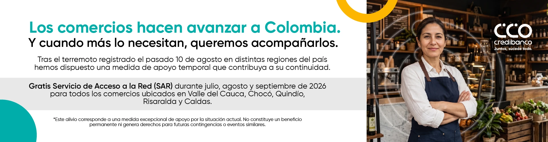 Cliente realizando un pago digital en comercio aliado con CCO Credibanco.