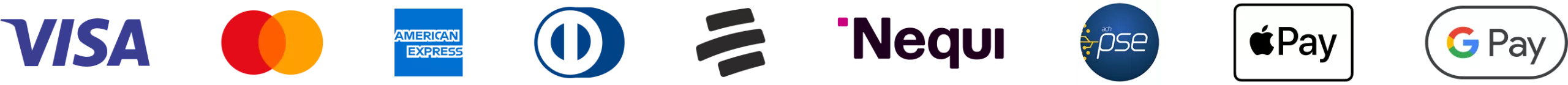 visa - mastercard - american express - diners club - bancolombia - nequi - pse