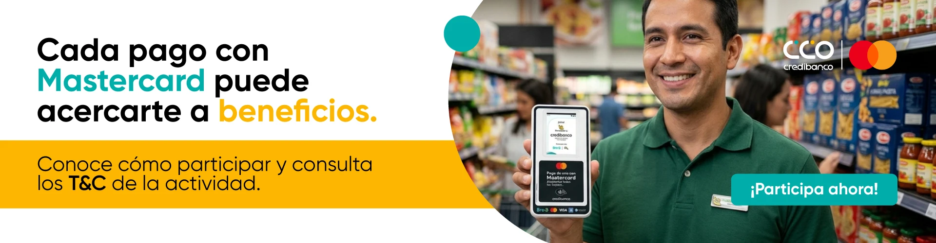 Cliente realizando un pago digital en comercio aliado con CCO Credibanco.